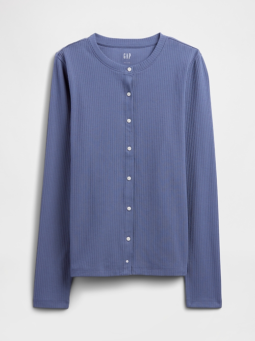 Image number 5 showing, Ribbed Button-Up Top