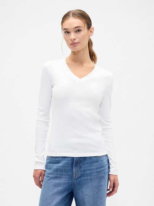 Image number 1 showing, Modern Ribbed V-Neck T-Shirt