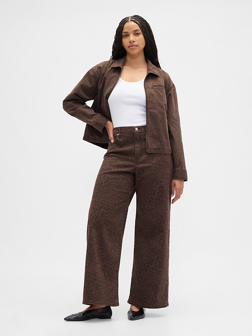 Image number 5 showing, High Rise Print Wide-Leg Jeans