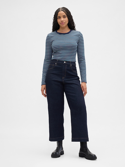 Image number 5 showing, High Rise Wide-Leg Crop Jeans