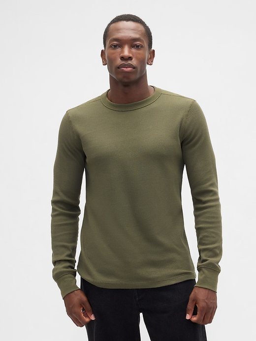 Image number 1 showing, Waffle-Knit Crewneck T-Shirt