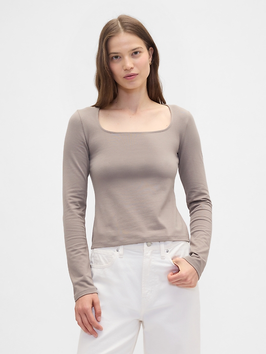 Image number 1 showing, Stretch Jersey Scoopneck Top