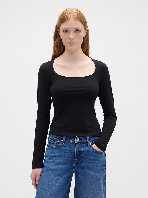 Image number 1 showing, Stretch Jersey Scoopneck Top
