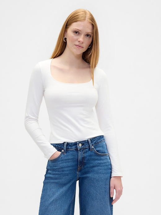 Image number 1 showing, Stretch Jersey Scoopneck Top