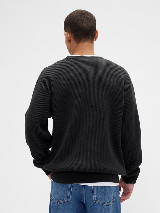 Oversized Fisherman-Stitch Crewneck Sweater | Gap Factory