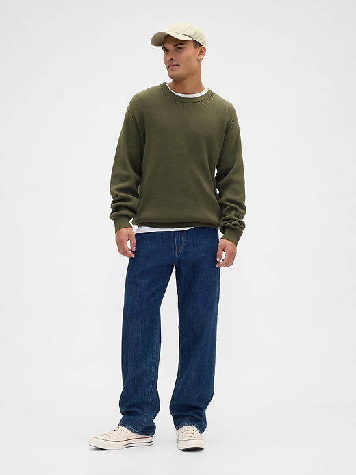 Image number 3 showing, Oversized Fisherman-Stitch Crewneck Sweater