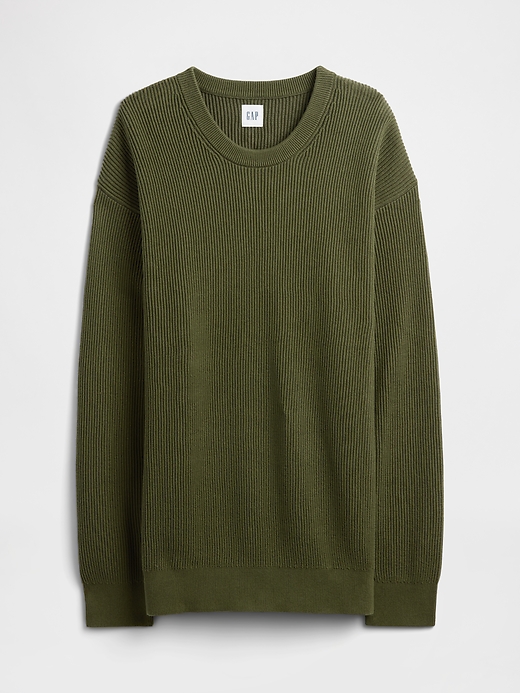 Image number 5 showing, Oversized Fisherman-Stitch Crewneck Sweater