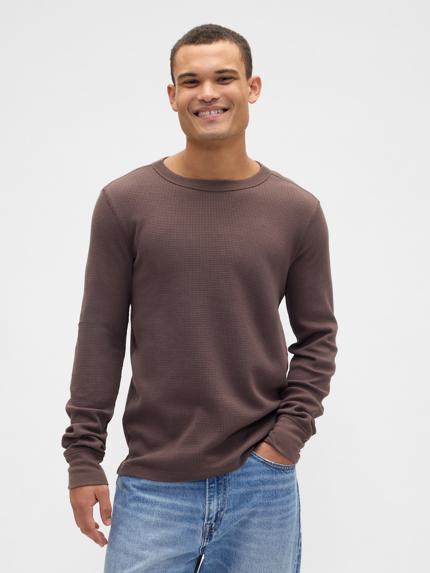 Waffle-Knit Crewneck T-Shirt | Gap Factory