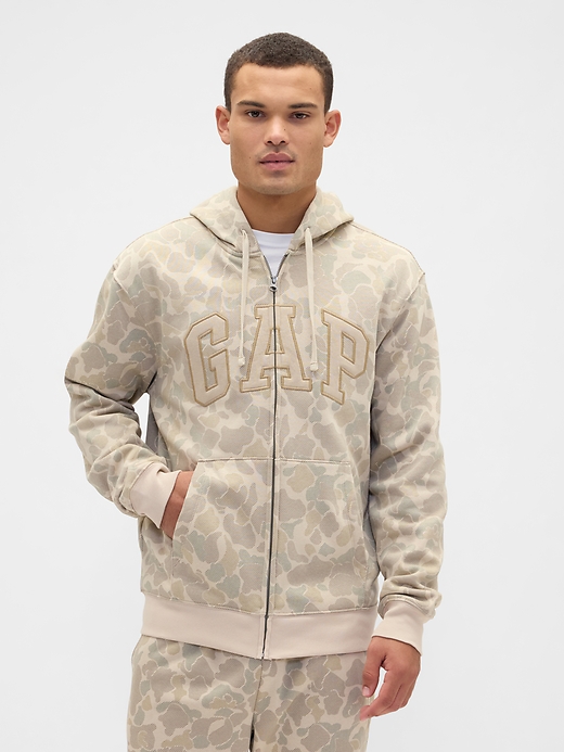 Image number 1 showing, Adult Relaxed Gap Logo Print Zip Hoodie