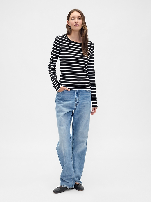 Image number 3 showing, Modern Ribbed Stripe Crewneck T-Shirt