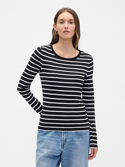 Image number 1 showing, Modern Ribbed Stripe Crewneck T-Shirt