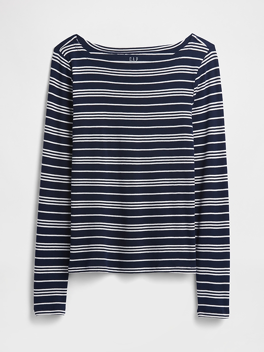 Image number 5 showing, Modern Ribbed Stripe Boatneck T-Shirt