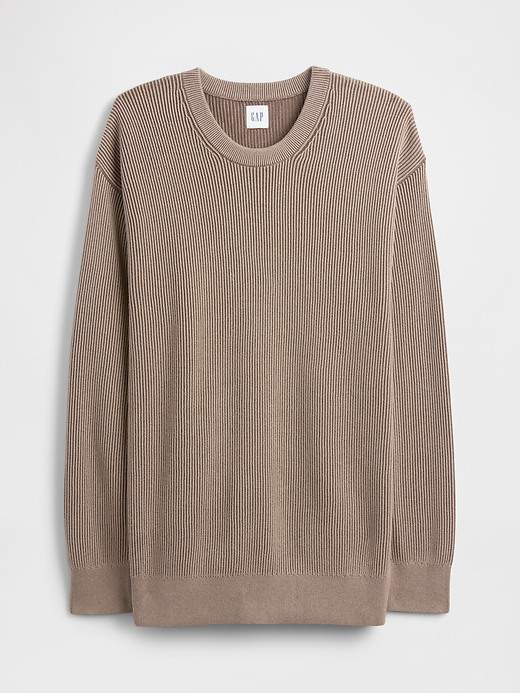 Oversized Fisherman-Stitch Crewneck Sweater | Gap Factory