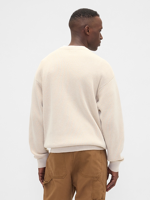 Image number 2 showing, Oversized Fisherman-Stitch Crewneck Sweater