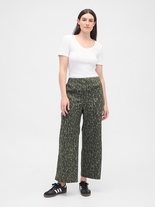 Image number 5 showing, High Rise Print Easy Wide-Leg Khakis