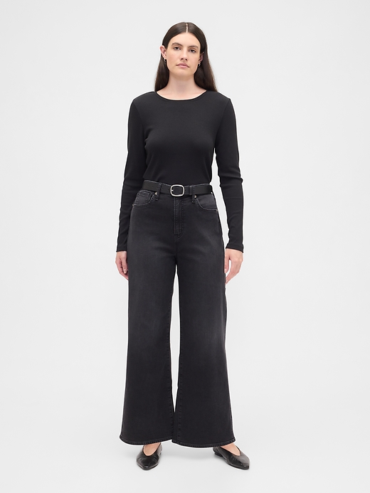 Image number 5 showing, High Rise Wide-Leg Sweatpant Jeans