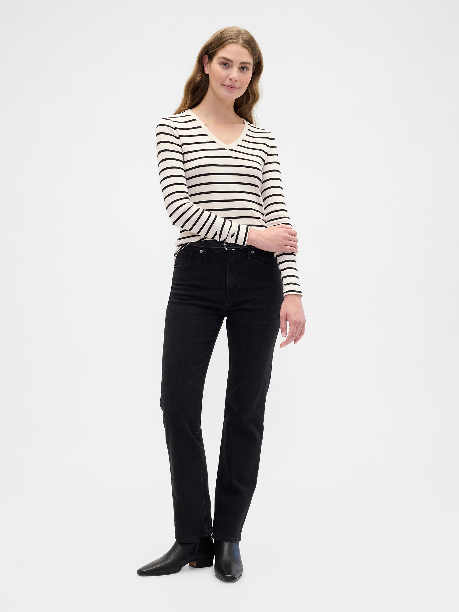 Stripe V-Neck T-Shirt | Gap Factory