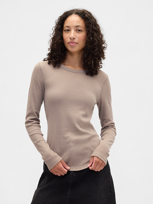 Image number 1 showing, Waffle-Knit Crewneck T-Shirt