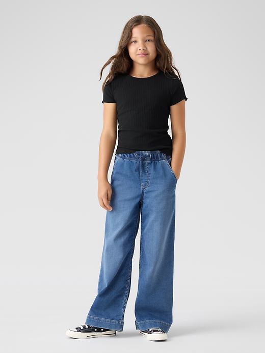 Image number 2 showing, Kids High Rise Pull-On Wide-Leg Sweatpant Jeans