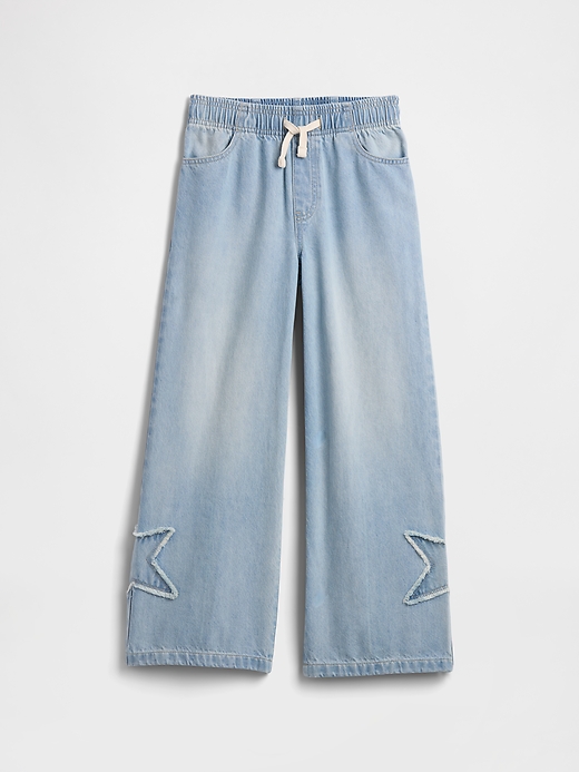 Image number 1 showing, Kids High Rise Pull-On Wide-Leg Jeans