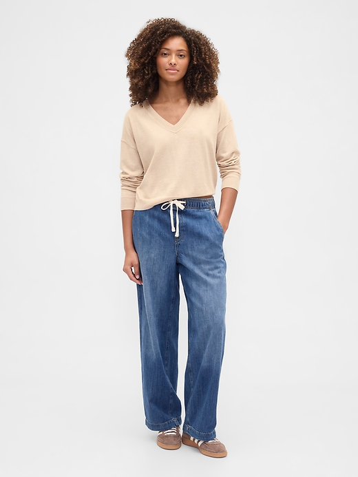 Image number 1 showing, High Rise Easy Wide-Leg Jeans