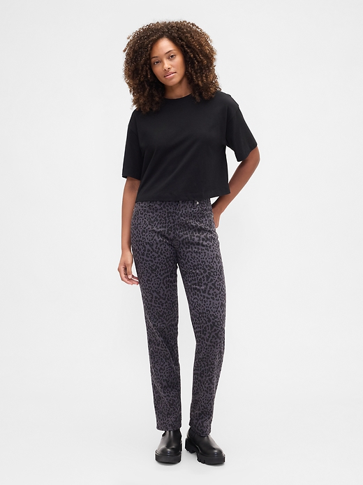 Image number 1 showing, High Rise '90s Straight Leopard Print Jeans