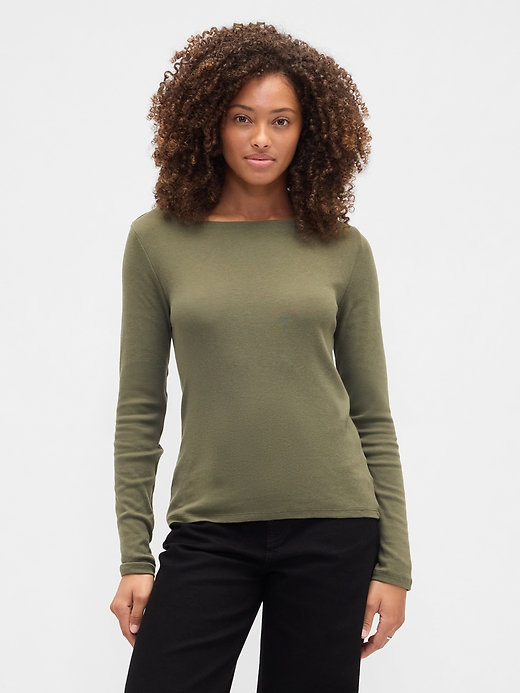 Image number 1 showing, Modern Ribbed Boatneck T-Shirt