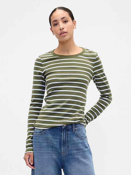 Image number 1 showing, Modern Ribbed Stripe Crewneck T-Shirt