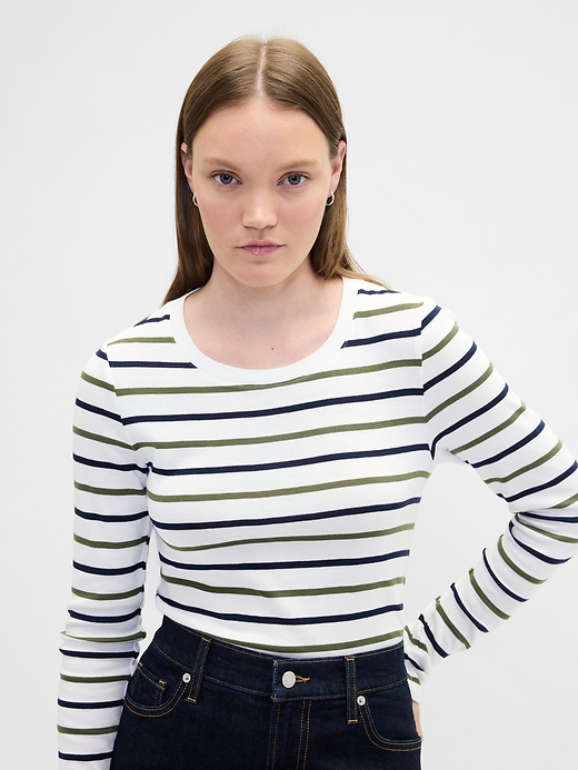 Image number 4 showing, Modern Ribbed Stripe Crewneck T-Shirt