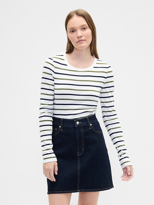 Image number 1 showing, Modern Ribbed Stripe Crewneck T-Shirt