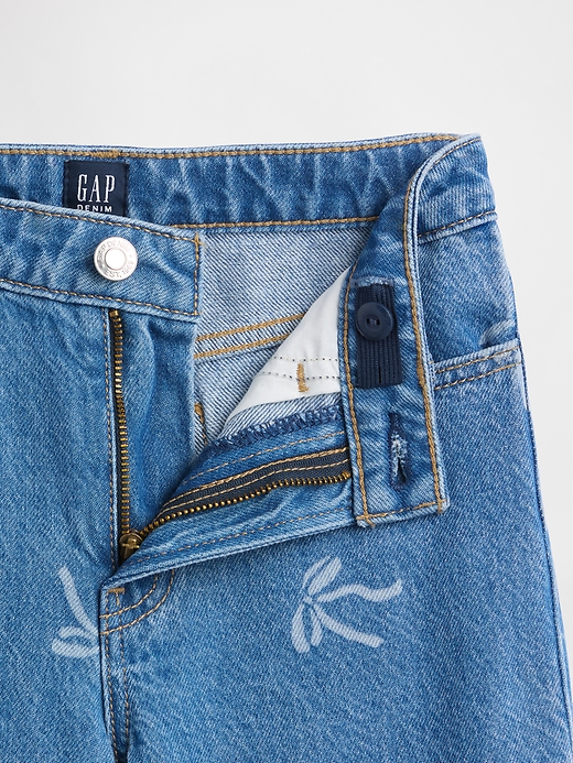 Image number 3 showing, Kids High Rise Print Wide-Leg Ankle Jeans