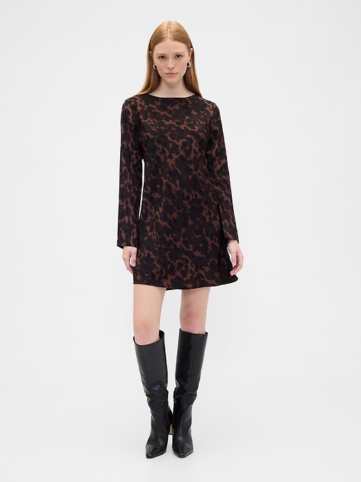 Image number 1 showing, Satin Boatneck Mini Dress