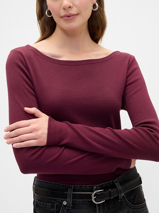 Image number 4 showing, Modern Ribbed Boatneck T-Shirt