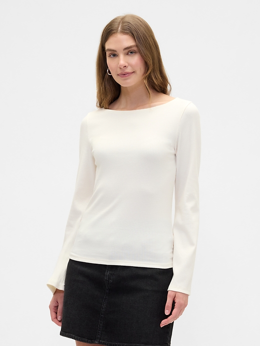 Image number 1 showing, Bell Sleeve Boatneck T-Shirt