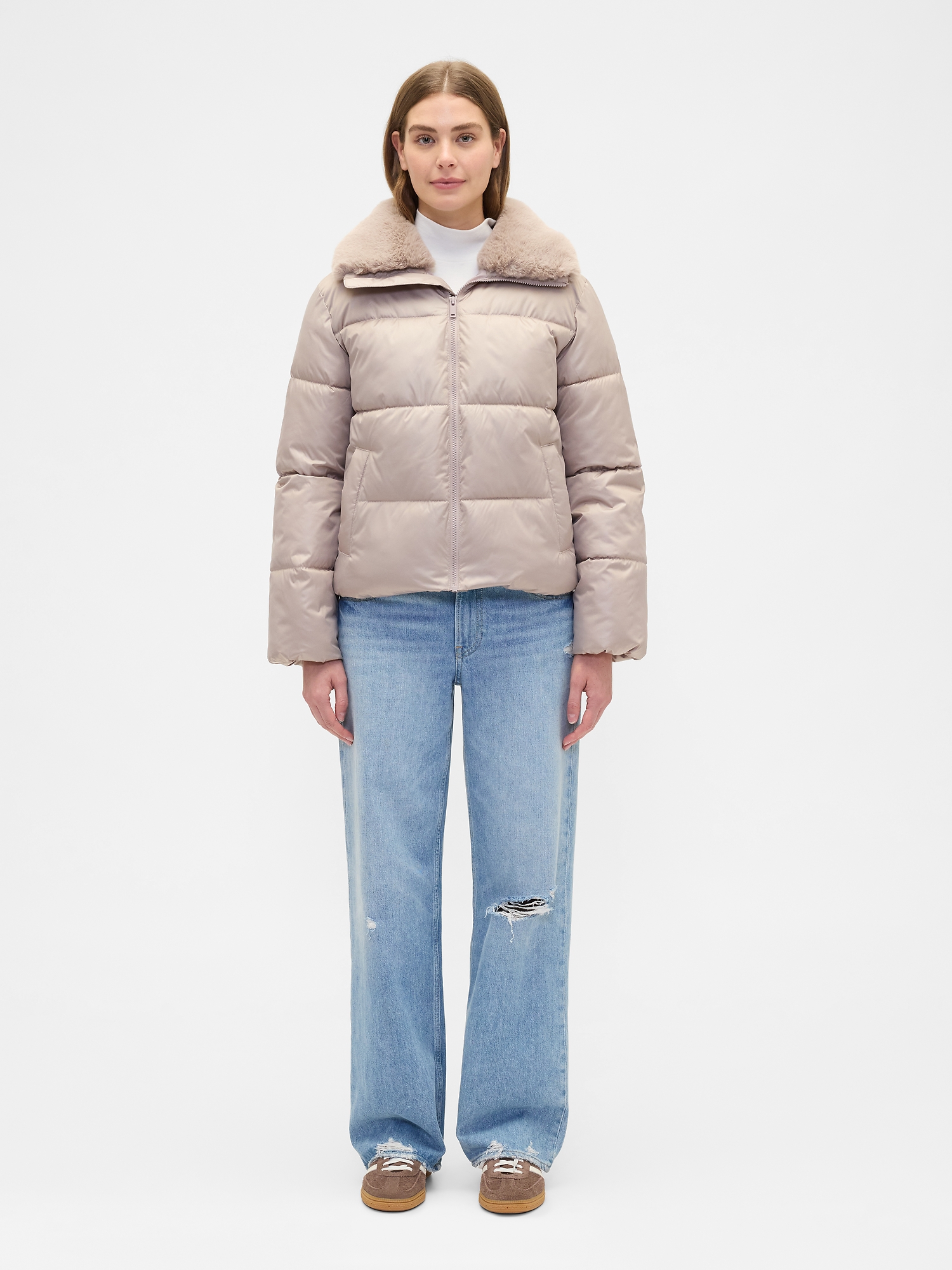 100% Recycled Relaxed Short Puffer Jacket | Gap Factory