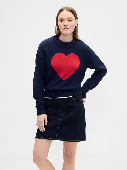 Image number 1 showing, Relaxed Cropped Intarsia Sweater