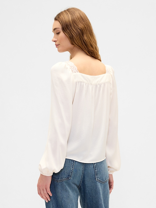 Image number 2 showing, Oversized Lace-Trim Top