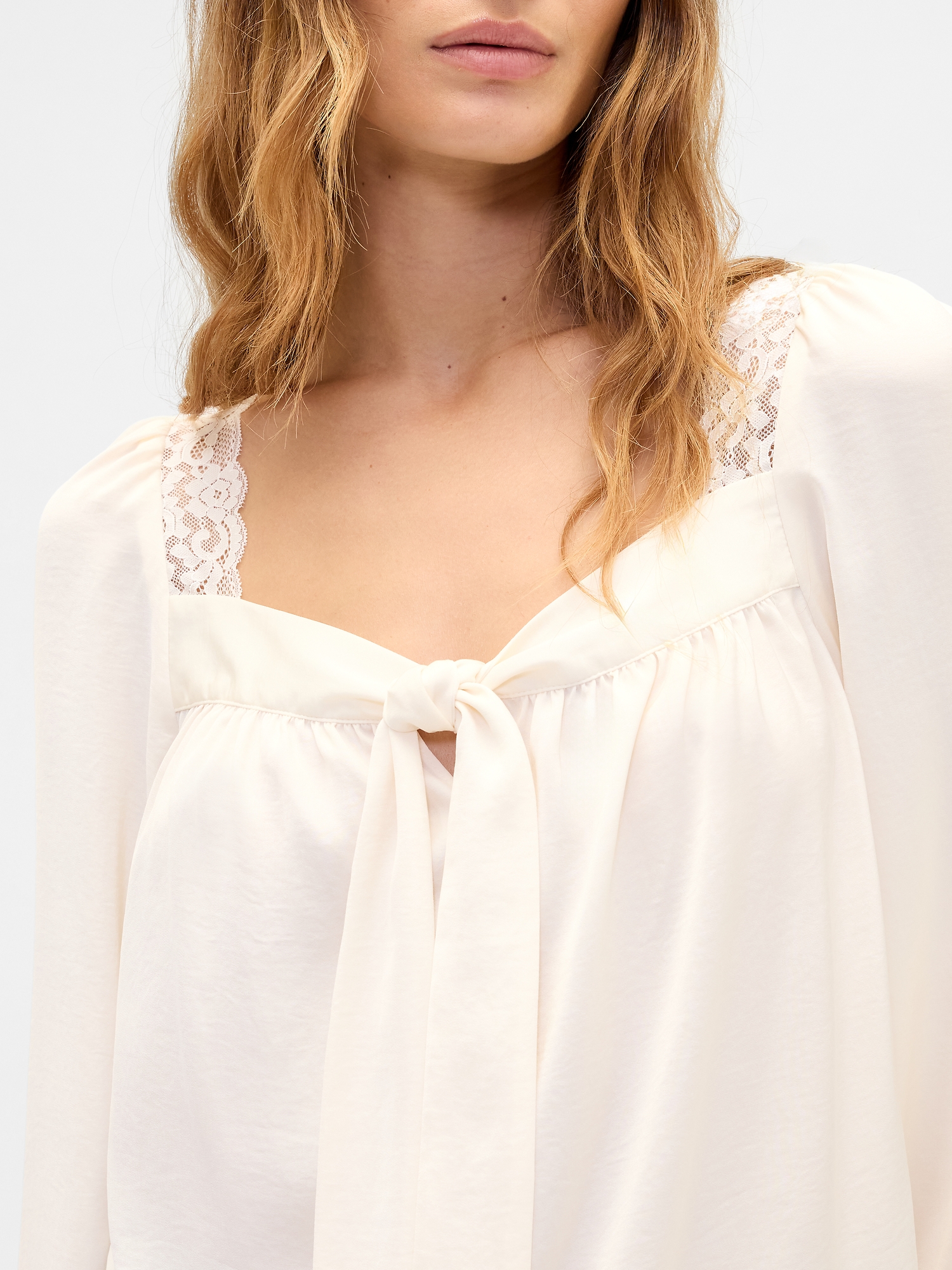 Oversized Lace-Trim Top | Gap Factory
