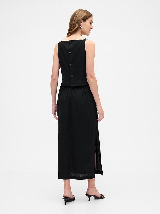 Image number 2 showing, Linen-Blend Maxi Slip Skirt