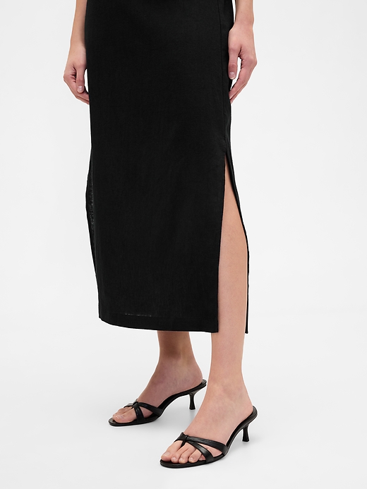 Image number 4 showing, Linen-Blend Maxi Slip Skirt