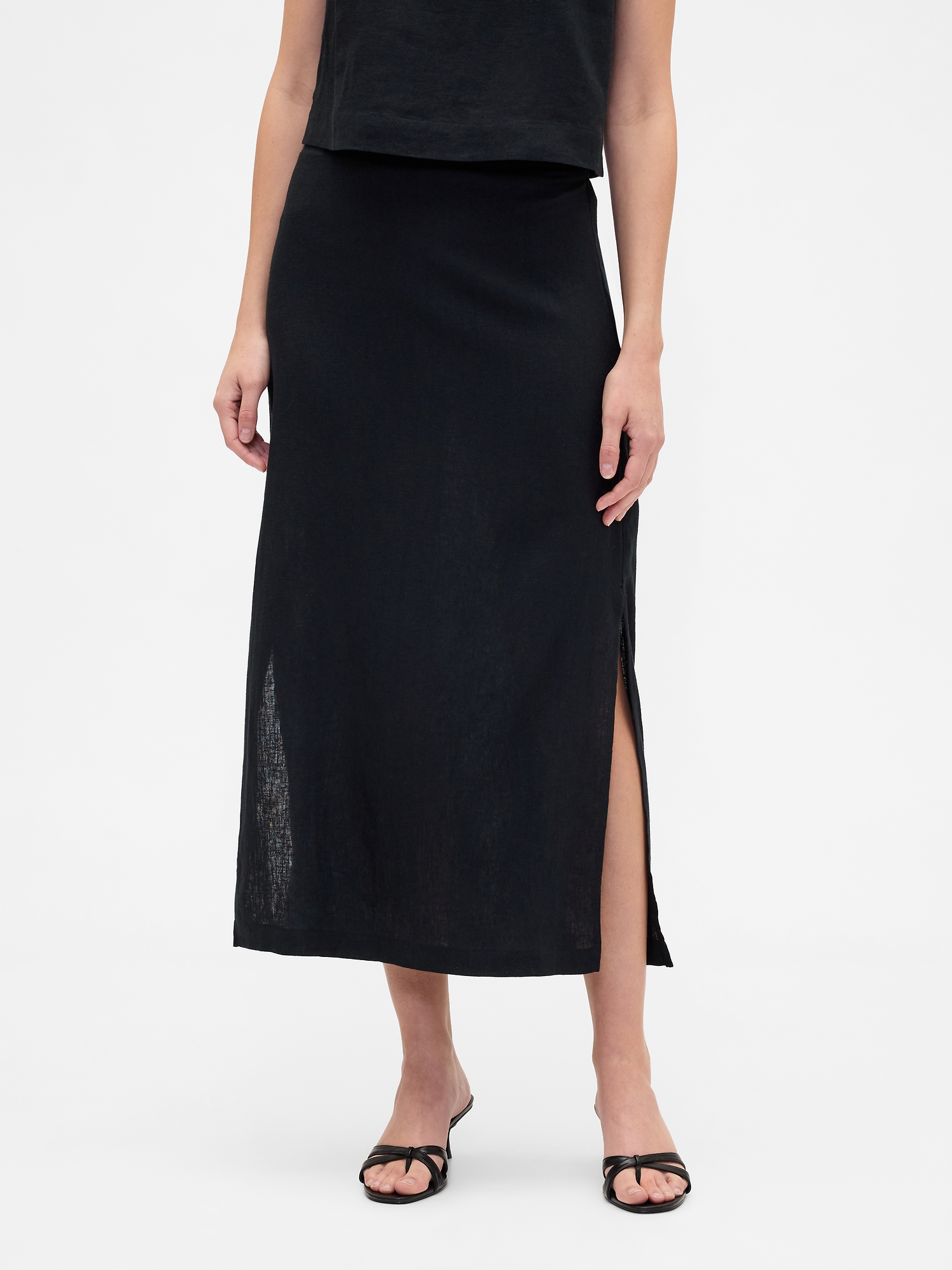 Linen-Blend Maxi Slip Skirt | Gap Factory