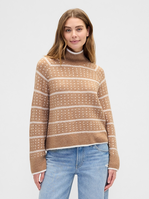 Image number 1 showing, Relaxed Fair Isle Mockneck Sweater