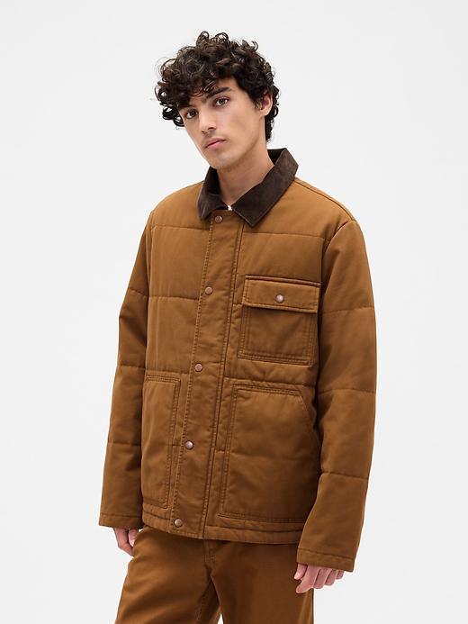 Image number 1 showing, Relaxed Quilted Canvas Utility Jacket