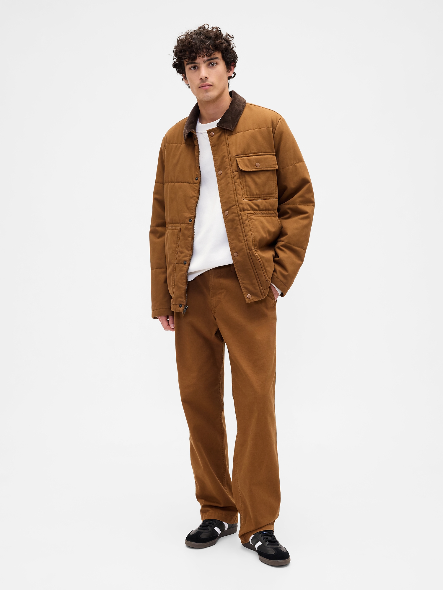 ナイジェルケーボン　UTILITY JACKET MIX HEMP CANVAS Relaxed Quilted Canvas Utility Jacket | Gap Factory