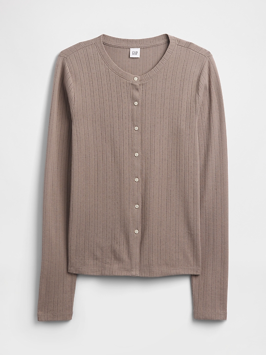 Image number 5 showing, Pointelle Button-Up Top