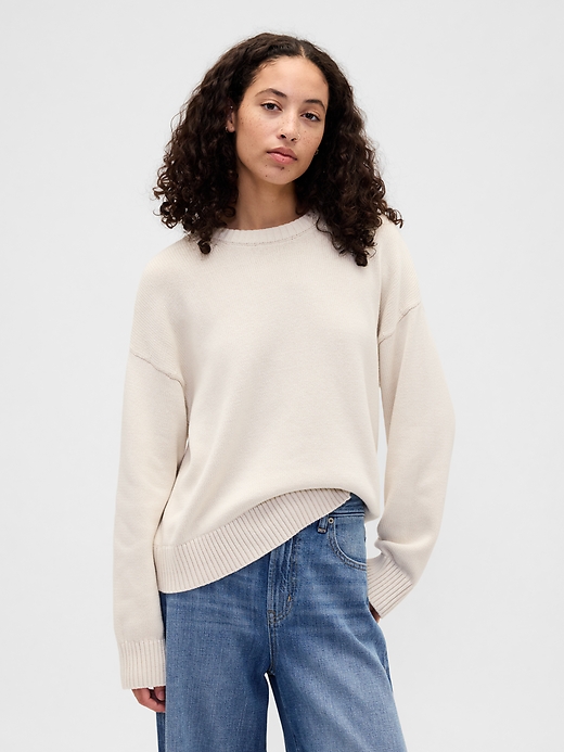 Image number 1 showing, Relaxed Cotton Crewneck Sweater