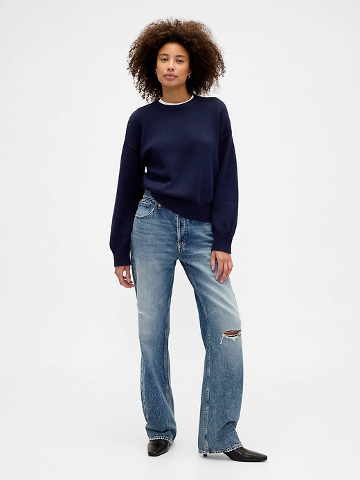 Image number 3 showing, Relaxed Cotton Crewneck Sweater