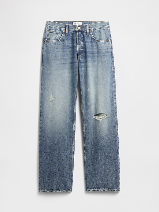 Image number 7 showing, Low Slung Destructed Relaxed Straight Jeans