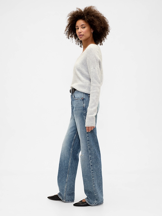 Image number 3 showing, Low Slung Destructed Relaxed Straight Jeans