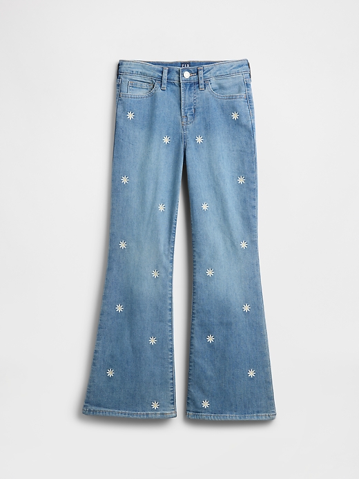 Image number 1 showing, Kids High Rise Embroidered '70s Flare Jeans